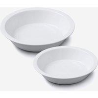 WM Bartleet & Sons Porcelain Round Straight Edge Pie Dish Set of 2 in White