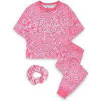 Barbie Girl's Short Sleeve Long Leg Pyjama Set | Pink AOP | Official Merch | Size: 3-4 Years