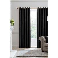 Laurence Llewelyn-Bowen Montrose' Velvet Blackout-Coated Pair of Eyelet Curtains in Black | Size: 117 cm width x 137 cm drop