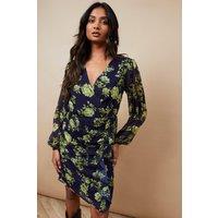 Occasion Floral Ruffle Wrap Mini Dress