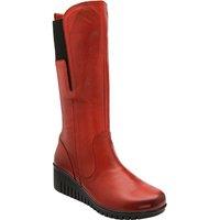 Lotus Women's 'Fitzgerald' Leather Wedge Mid-Calf Boots in Red | Size: 6