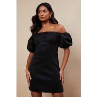 Oasis Women's Occasion Satin Bow Scuba Mini Dress in Black | Size: 8