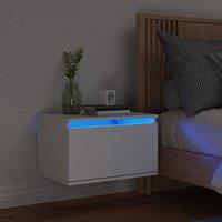 Berkfield Home Wall-mounted Bedside Cabinet with LED Lights White