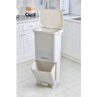 42L Rubbish Dustbin Pedal Recycling Bin Compartments Removable Waste Trash Kitchen with Drawer & Wheels & Hooks