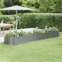 Berkfield Home Garden Raised Bed Powder-coated Steel 368x80x36 cm Grey | Size: 368 x 80 x 36 cm