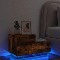 Bedside Cabinet with LED Lights Smoked Oak 70x36x40.5 cm