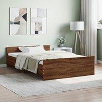 Berkfield Home Bed Frame with Headboard & Footboard Brown Oak 120x190 cm Small Double