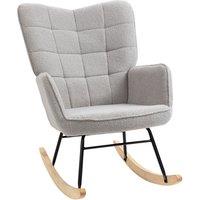 HOMCOM Wingback Rocking Chair for Nursing w/ Steel Frame Light Grey