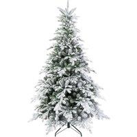 HOMCOM Artificial Prelit Christmas Tree, Snow Xmas Tree with LED Lights in Green | Size: 5ft