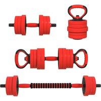 SPORTNOW Weight Dumbbells Set, Barbell, Kettlebell, Push Up Stand, 20kg in Red