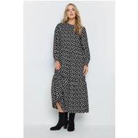 Long Tall Sally Women's Tall Spotted Smock Dress in Black | Size: 14