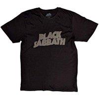 Black Sabbath Wavy Hi-Build Logo T-Shirt in Black | Size: Medium