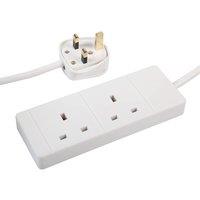 MANTRARAJ 2 Gang 5M Extension Socket Lead White 5 Meter 2-Way Extension Lead Two Gang Multi Plug Socket