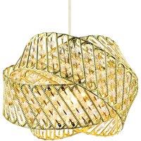 Happy Homewares Designer Triple Ring Pendant Light Shade with Small Clear Acrylic Beads in Gold