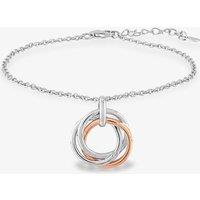 T.H.Baker Women's Rosa Lea Triple Intertwined Rings Bracelet BJ-BR365CRG0.5 in Silver | Size: 7.5inch