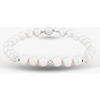 T.H.Baker Women's 9ct White Gold 7.5 Inch Grey Freshwater Pearl Bead Bracelet BRZ70029FW | Size: 7.5inch