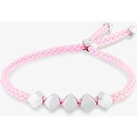 T.H.Baker Women's Rosa Lea Pink Cord Cube Toggle Bracelet AM-2THB034004 in Silver | Size: Adjustable