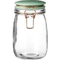 Orsina Pretty Things Glass Jar 1000ml, Clear Glass Storage Jar with Blue Ceramic Clip Top Lid