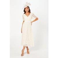 Coast Women's Lace Angel Sleeve Midi Dress in Oyster | Size: 10