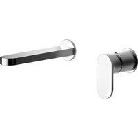 Balterley Current Round Wall Mount 2 Tap Hole Basin Mixer Tap, Flat Spout Chrome in Silver