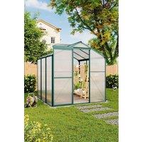 Living and Home 6 x 6 ft Polycarbonate Garden Greenhouse, Large Walk-in Greenhouse w/ Sliding Door & Ventilation Window, Green House w/ Aluminum
