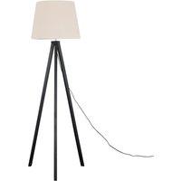 ValueLights Barbro Black Wood Tripod Floor Light Lamp with XL Taper Shade in Beige