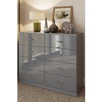 FWStyle Chilton Grey Gloss 8 Drawer Chest (H) 73.5cm (W) 104cm (D) 40cm