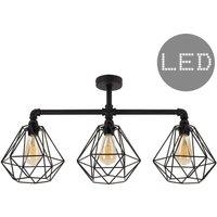 ValueLights Luiggi Diablo Black Ceiling Bar with 3 Lights