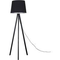 ValueLights Barbro Black Wood Tripod Floor Light Lamp with XL Taper Shade