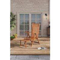Foldable Bamboo Lounge Chair Recliner with Retractable Footrest