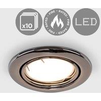 ValueLights Downlight Tiltable Fire Rated Ceiling Light Fitting 10 Pack in Black