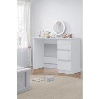 FWStyle White Gloss Vanity Makeup Dressing Table Desk With 3 Deep Drawers