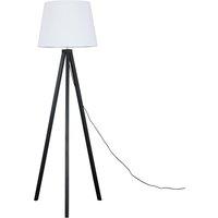ValueLights Barbro Black Wood Tripod Floor Light Lamp with XL Taper Shade in White