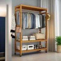 Storvo Bamboo Clothes Rack | Portable Open Wardrobe with Shoe Storage in Natural