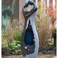 Primrose Rain Effect Water Feature Couple Figurine LED Outdoor Use 115cm in Dark Grey