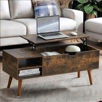 Rafaelo Mobilia Wooden Lift Top Coffee Table With Hidden Storage in Brown
