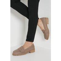 Dorothy Perkins Women's Wide Fit Leoni Chunky Loafers in Taupe | Size: 9