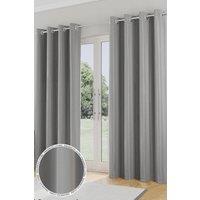 Enhanced Living 'Nightfall' Grey Plain Supersoft Thermal Blockout Eyelet Curtains | Size: 168 cm width x 183 cm drop