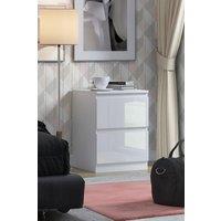 2 Drawer High Gloss White Bedside Chest - Stora