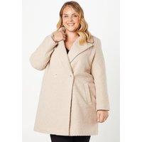 Dorothy Perkins Women's Curve Teddy Boyfriend Coat in Oatmeal | Size: XL