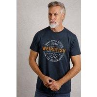 Weird Fish Men's Waves Front Print Graphic T-Shirt in Navy | Size: Small