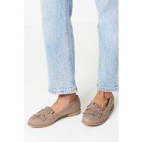 Dorothy Perkins Women's Wide Fit Loretta Tassel Loafers in Taupe | Size: 6