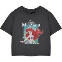 Disney Women's Cropped Short Sleeved T-Shirt | Charcoal | Official Merch in Grey | Size: Small