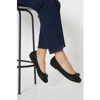 Dorothy Perkins Women's Wide Fit Paris Bow Detail Ballet Pumps in Black | Size: 3