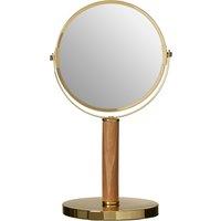 Orsina Iron & Rubberwood Table Mirror, Durable 33x15cm Swivel Vanity Mirror, Chrome Frame in Gold | Size: 33x15 cm