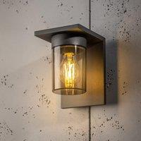 CGC Lighting 'Avery' Anthracite Grey E27 Outdoor Wall Light Lantern Smoked Diffuser IP54 in Dark Grey