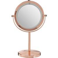 Orsina Stunning LED Backlit Table Mirror With Sling Stand, Chrome Mirror For Shaving, Dressing Table, Vanity Mirror in Rose Gold