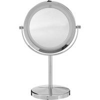Orsina Stunning LED Backlit Table Mirror With Sling Stand, Chrome Mirror For Shaving, Dressing Table, Vanity Mirror in Silver