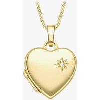 T.H.Baker Women's 9ct Gold Heart Shaped Diamond Locket With Chain LK231 CN025-18 | Size: 16-18inch