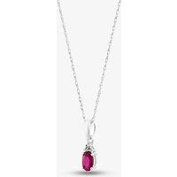 T.H.Baker Women's 9ct White Gold 0.26ct Ruby & 0.007ct Diamond Pendant QP00178 9KW/RUBY in Red | Size: 16-18inch